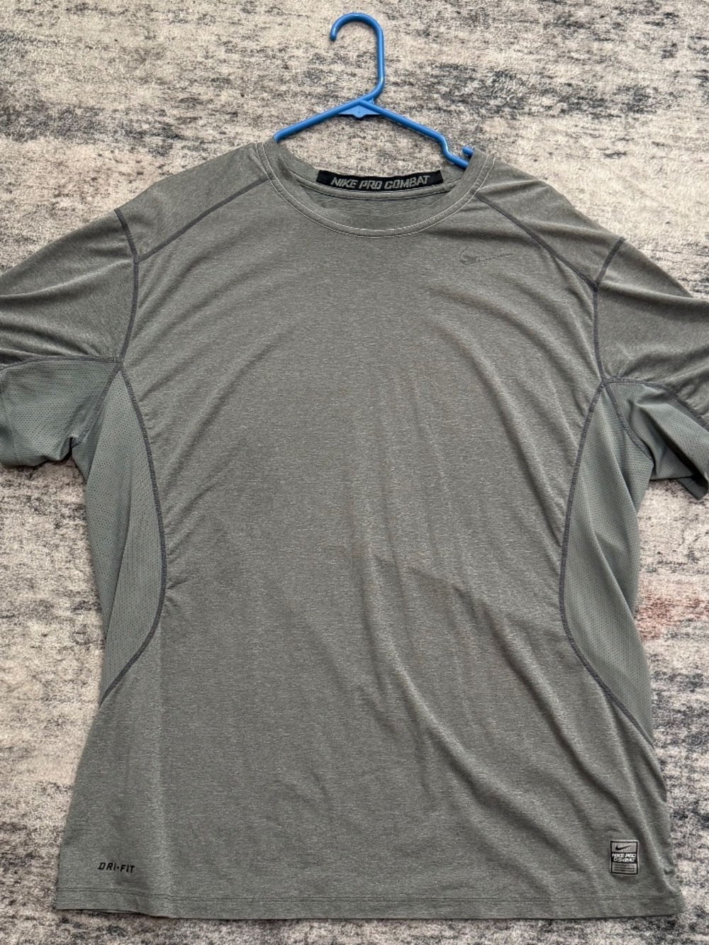 Nike Pro Combat Men’s Gray Dri-FIT Training Shirt Mesh Panels